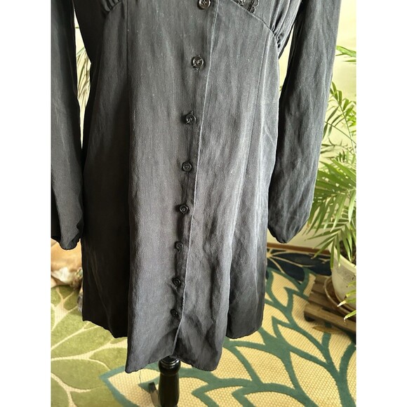 ZARA Front Lace Long Sleeve Button Front Dress Size Medium Black  Gothic - Picture 6 of 12